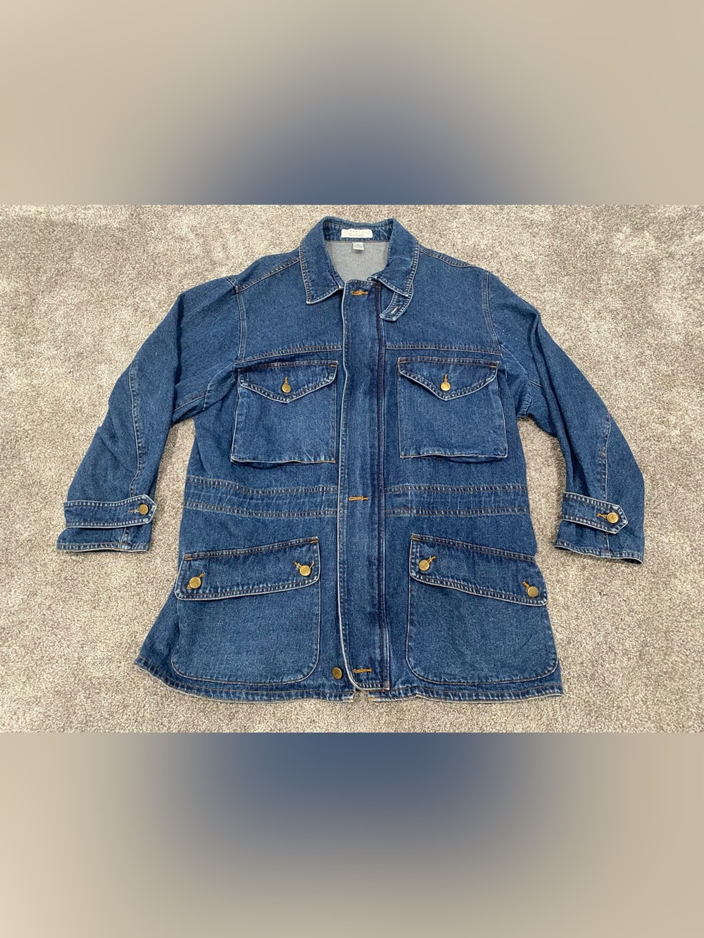 Vintage Cambridge Dry Goods Men’s Denim Work Coat Blue Jean Multi Pocket Size M